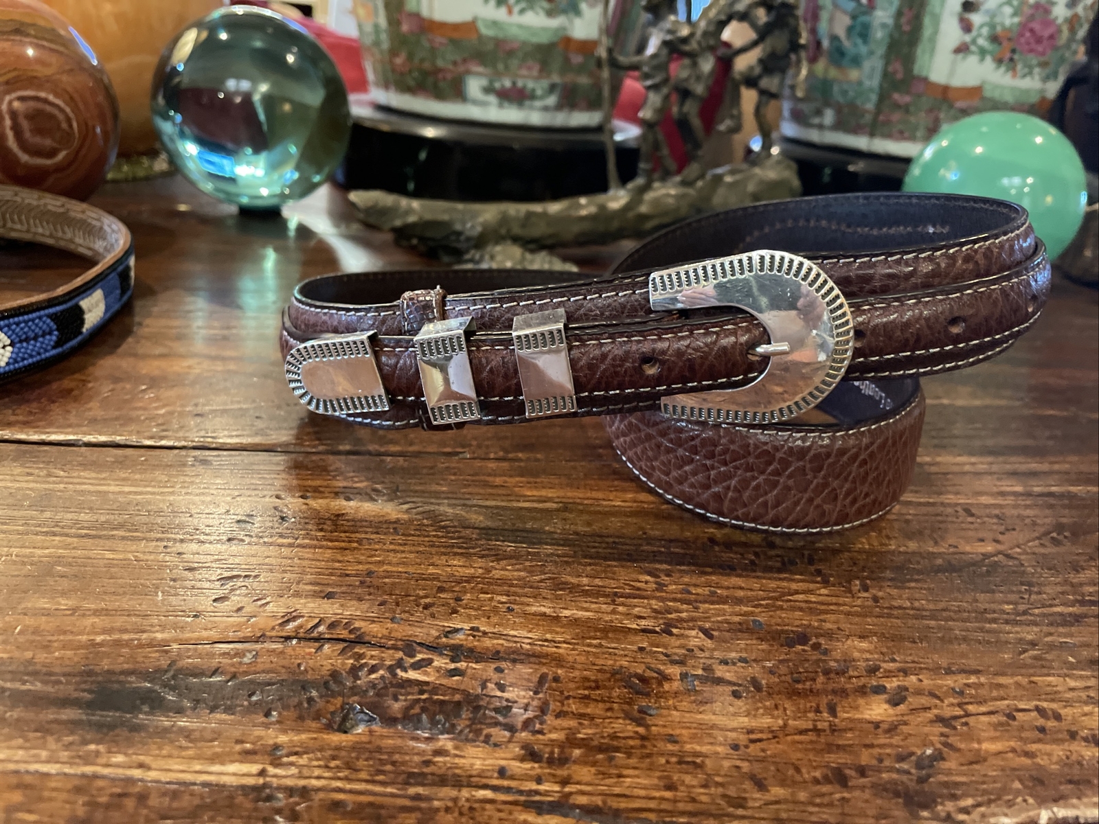 Navajo Carla Nunez James Reid Dgn Sterling Silver Belt Buckle 33-35”-1.3/8”🦬✅