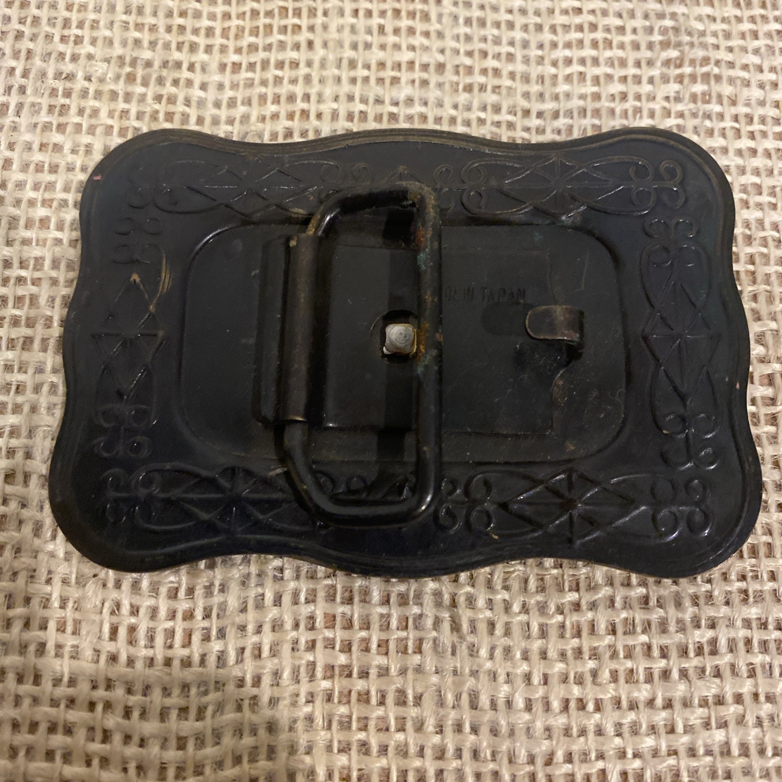 Vintage Western Belt Buckle Brass Wolf Japan