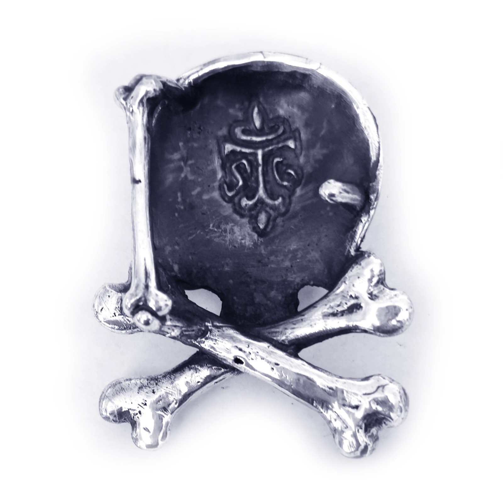Skull with Crossed Bones Sterling Silver Belt Buckle