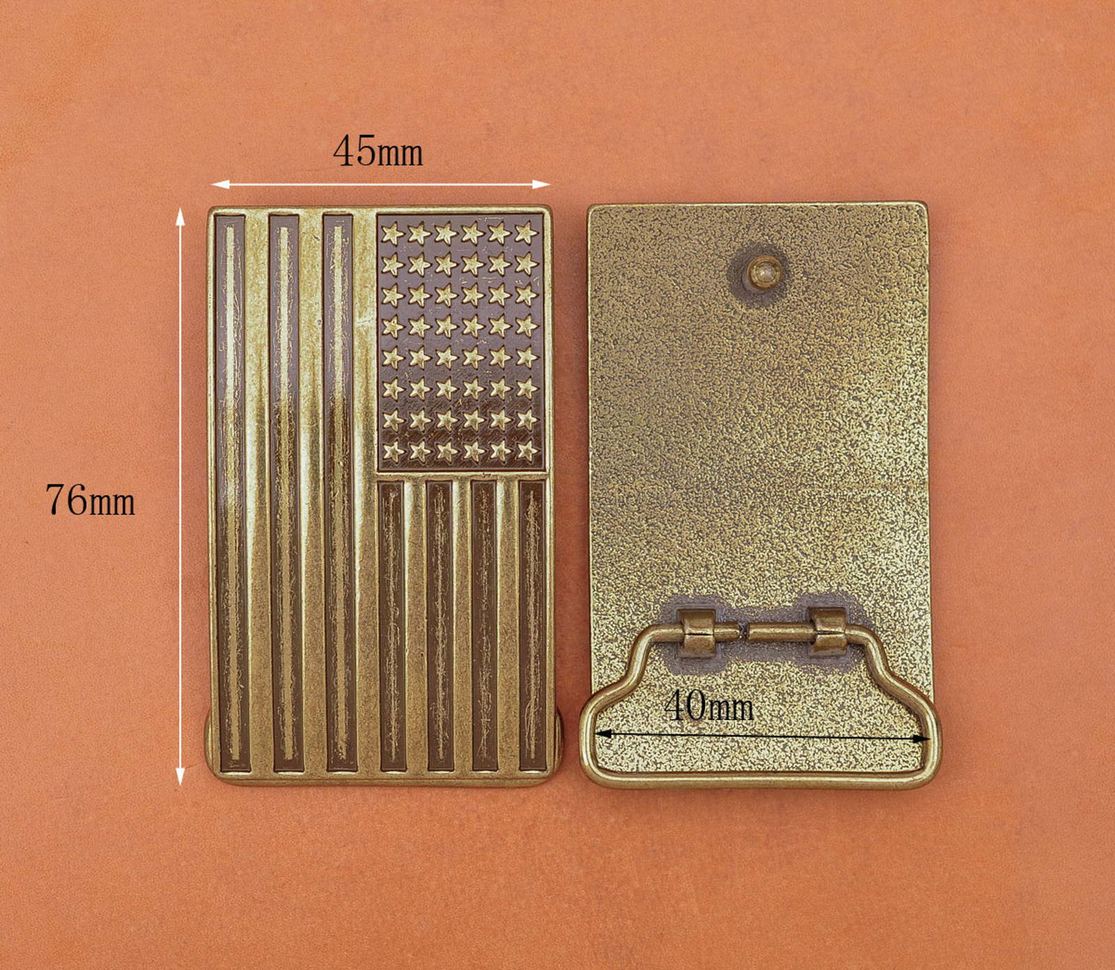 Antique Brass U.S.A. American Flag Metal leather Belt Buckle Fit 40mm Strap