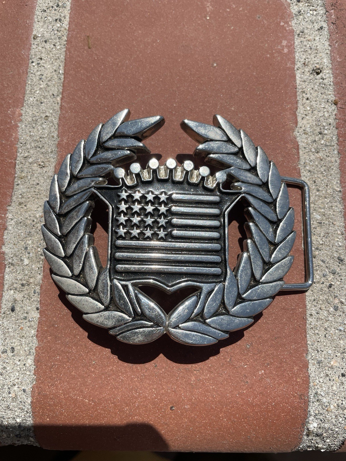 Famous Stars and Straps American Dream Cadillac USA Flag Silvertone Belt Buckle