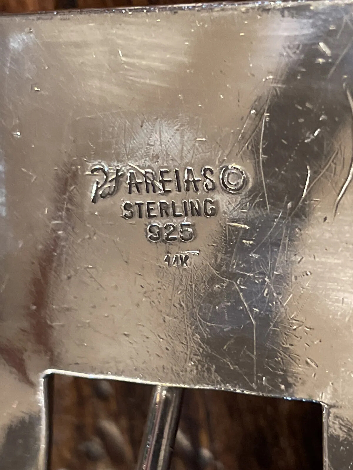 Pat Areias Sterling Silver 14K James Reid Style Belt Buckle 34-36-1.3/8-1”✅nu