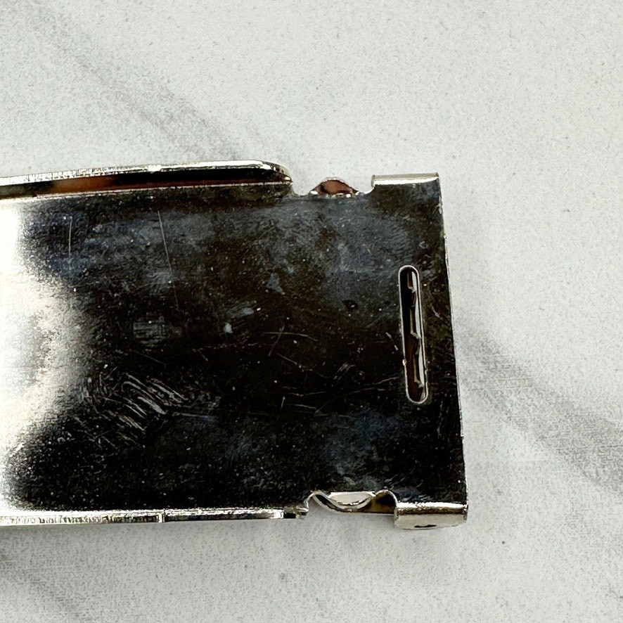 Silver Tone Web Clamp Military Style Slide Belt Buckle Simple Basic Unisex