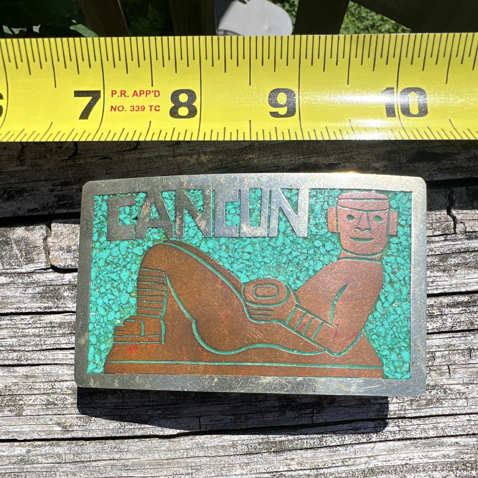 Men&rsquo;s Southwestern Silver Metal Frame Belt Buckle Turquoise/Brown Inlay 1.75&Prime;