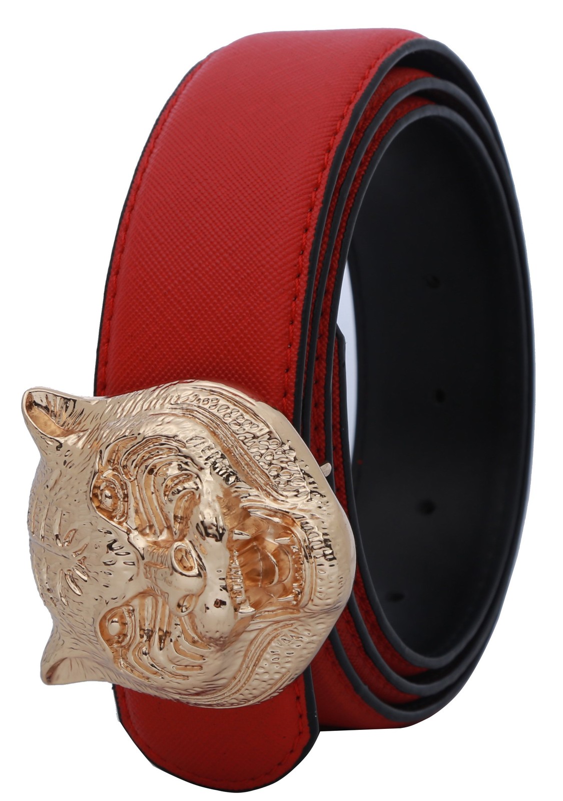 Yuangu Men&rsquo;s Big Tiger Buckle 38-mm Italian 105cm/41.3inch (34-36), Red Gold