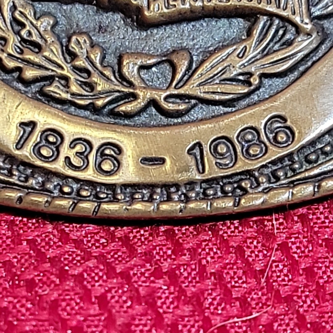 3.5&Prime; TEXAS SESQUICENTENNIAL BELT BUCKLE Numbered VINTAGE 1986 Brass metal Texoma