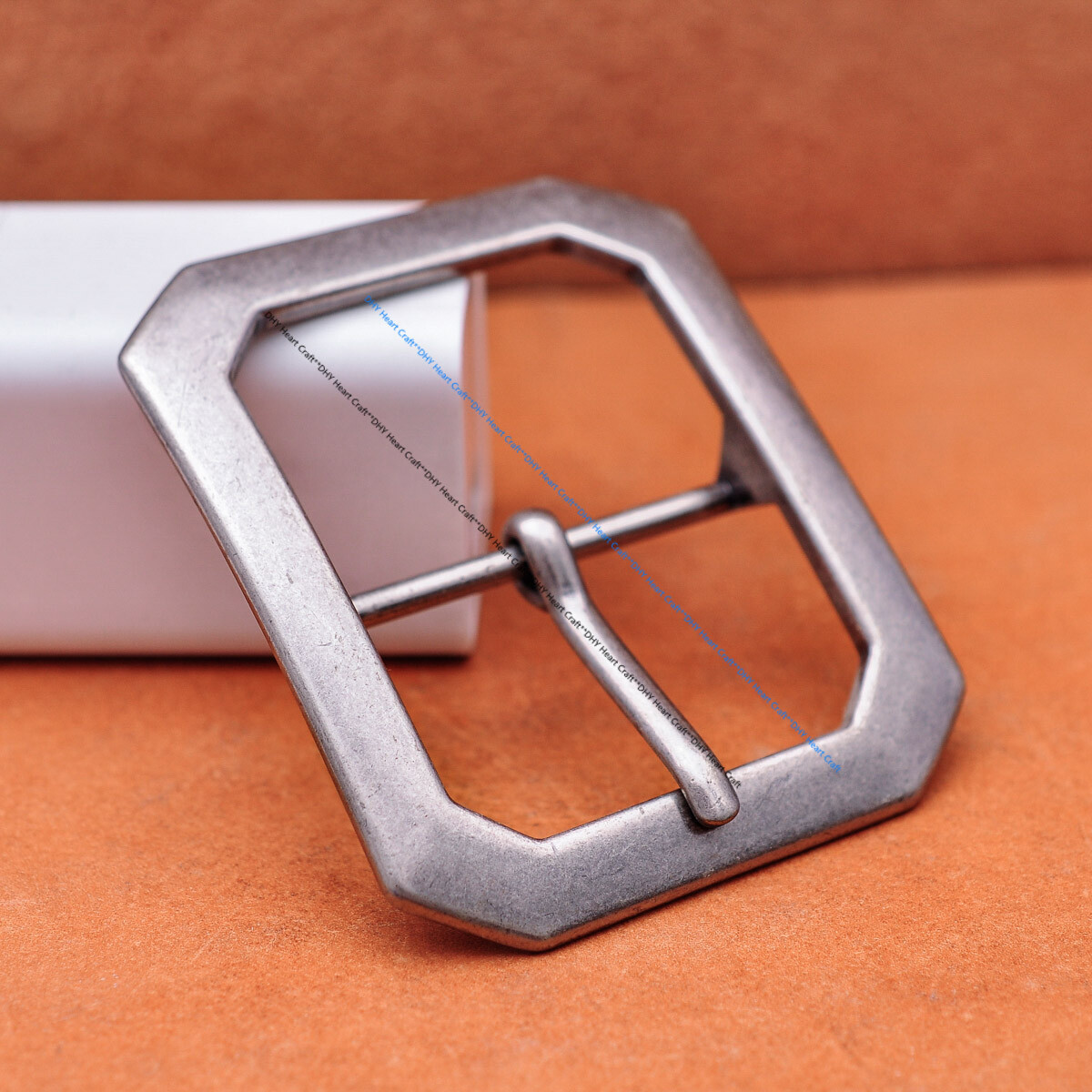 Men Rectangle Heavy Duty Strong Silver Center Bar Pin Belt Buckle Fit 40mm Strap
