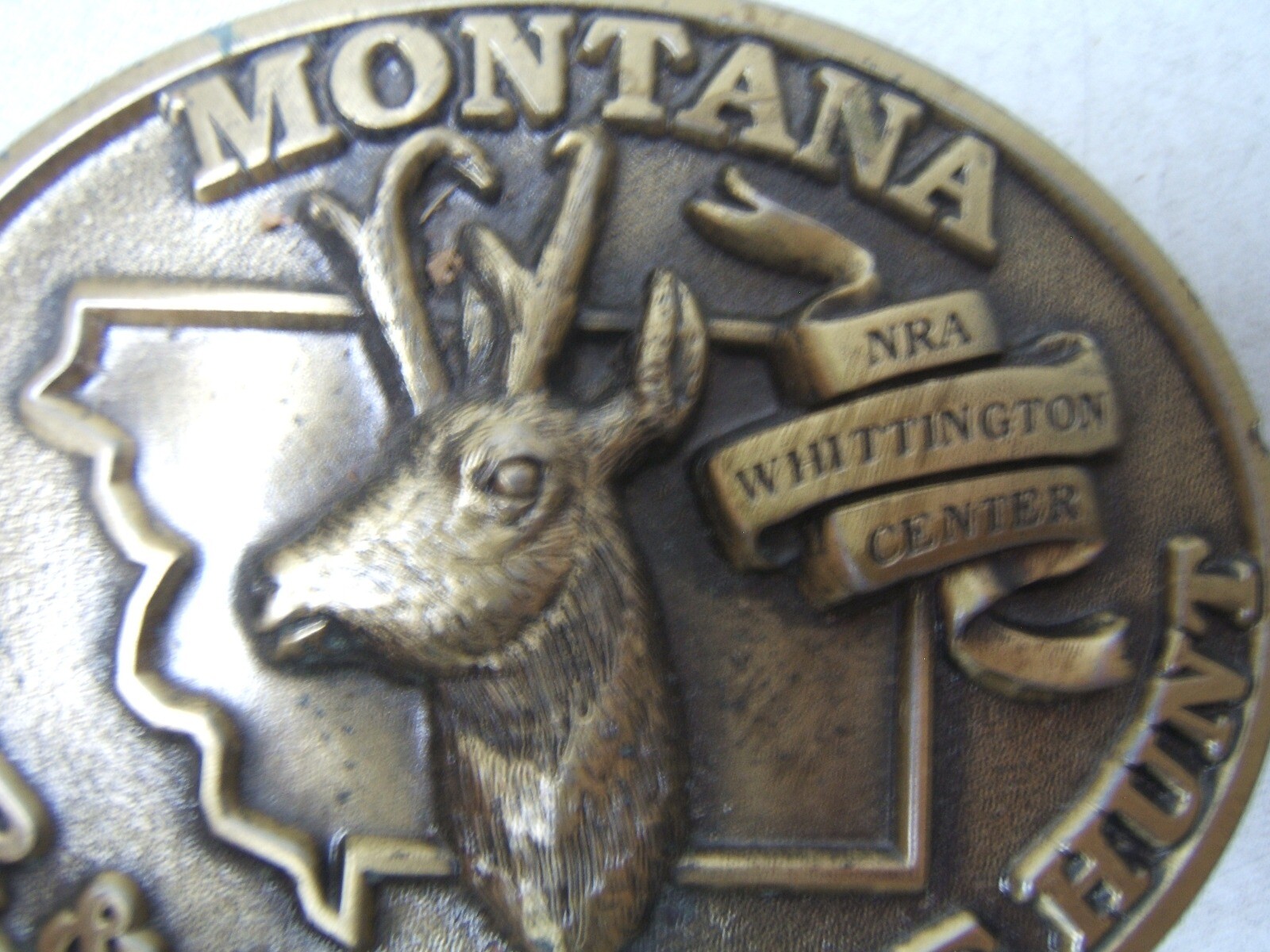 Montana Deer & Antelope Hunt NRA Whittington Center Brass Belt Buckle
