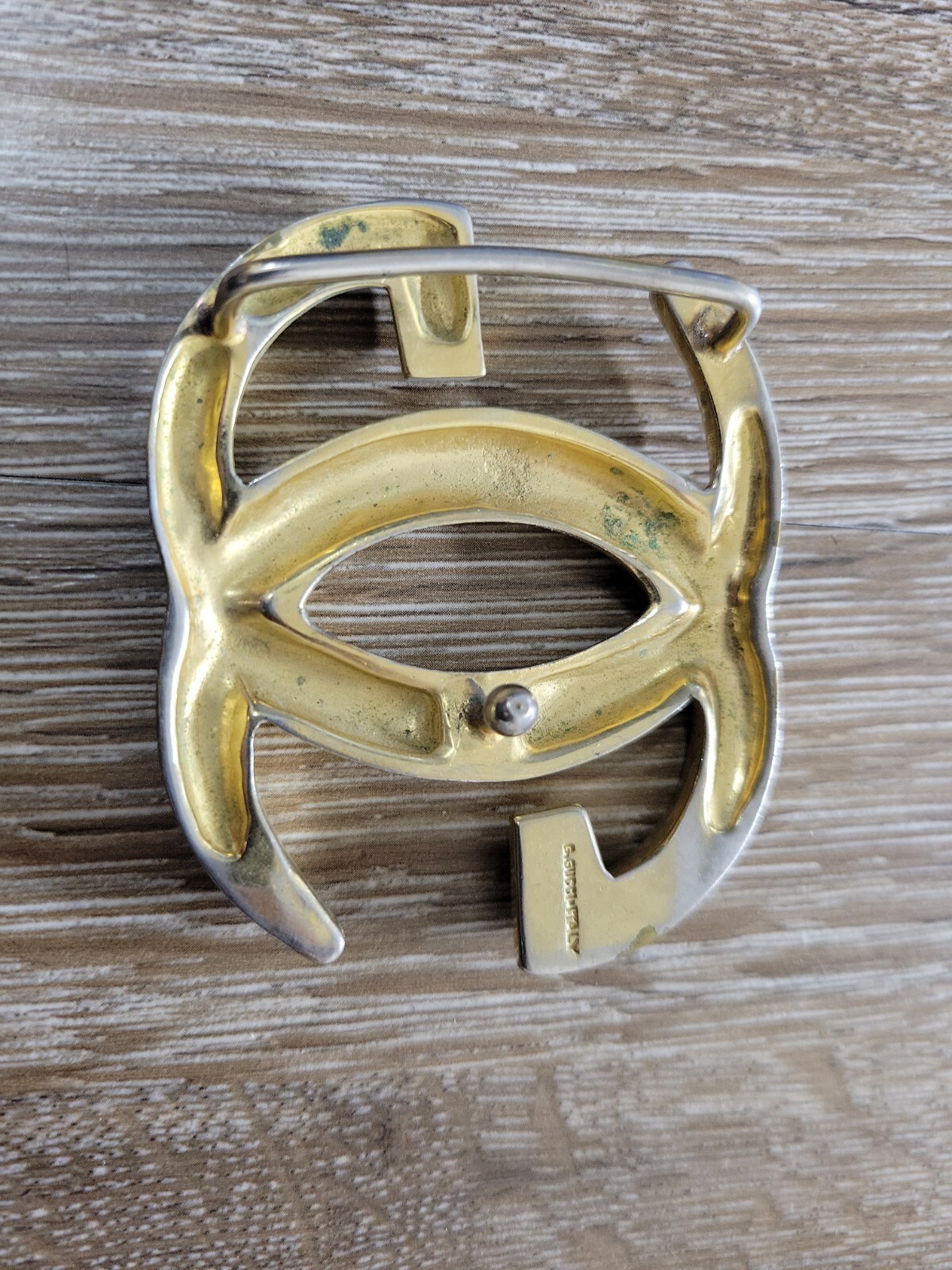 Vintage Authentic Gucci Double GG Large Gold Tone Buckle Only 2.5&Prime; x 2&Prime; Italy