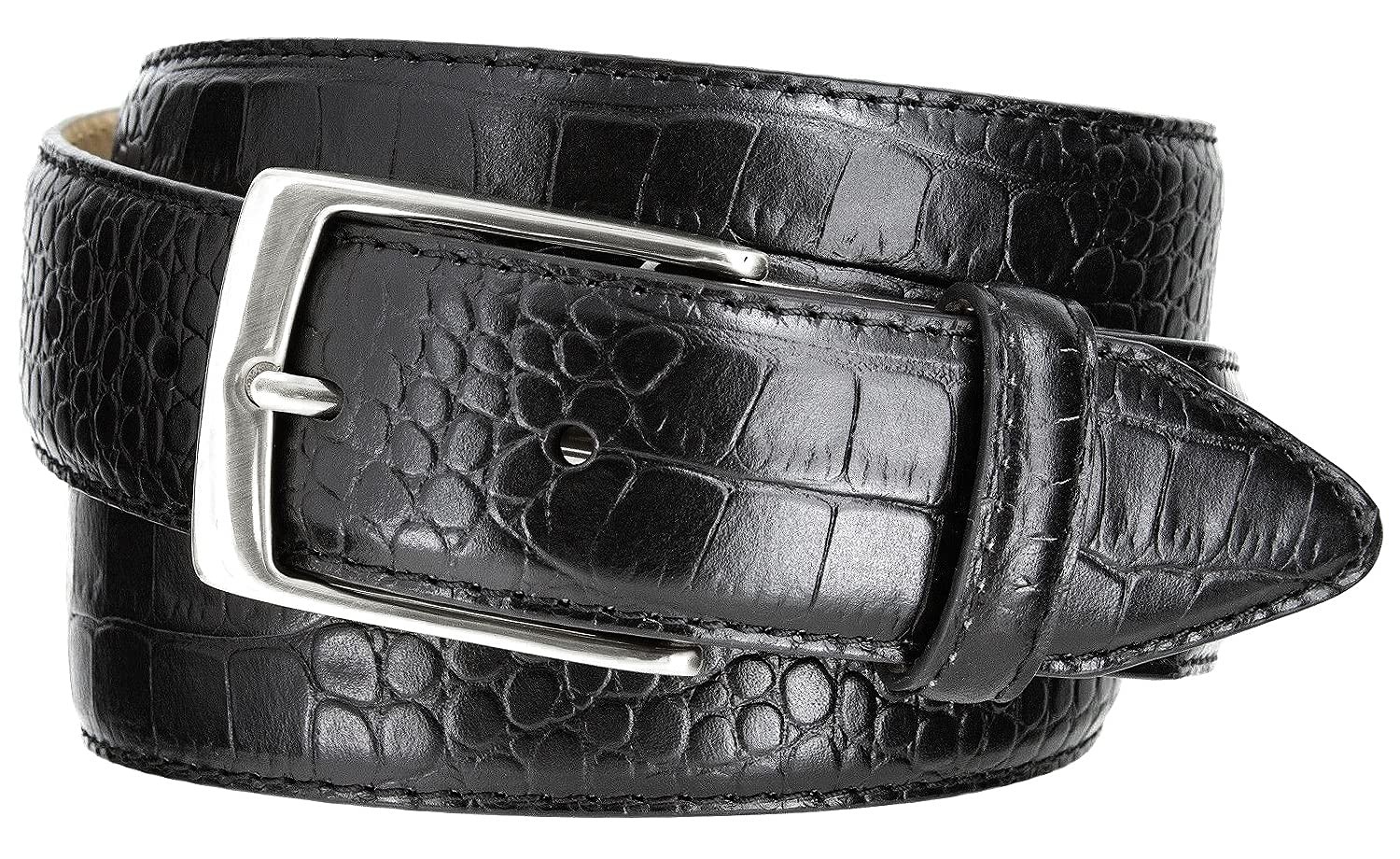 Joseph_Nickel Finish Buckle Genuine Full-Grain 32, Nickel Alligator Black