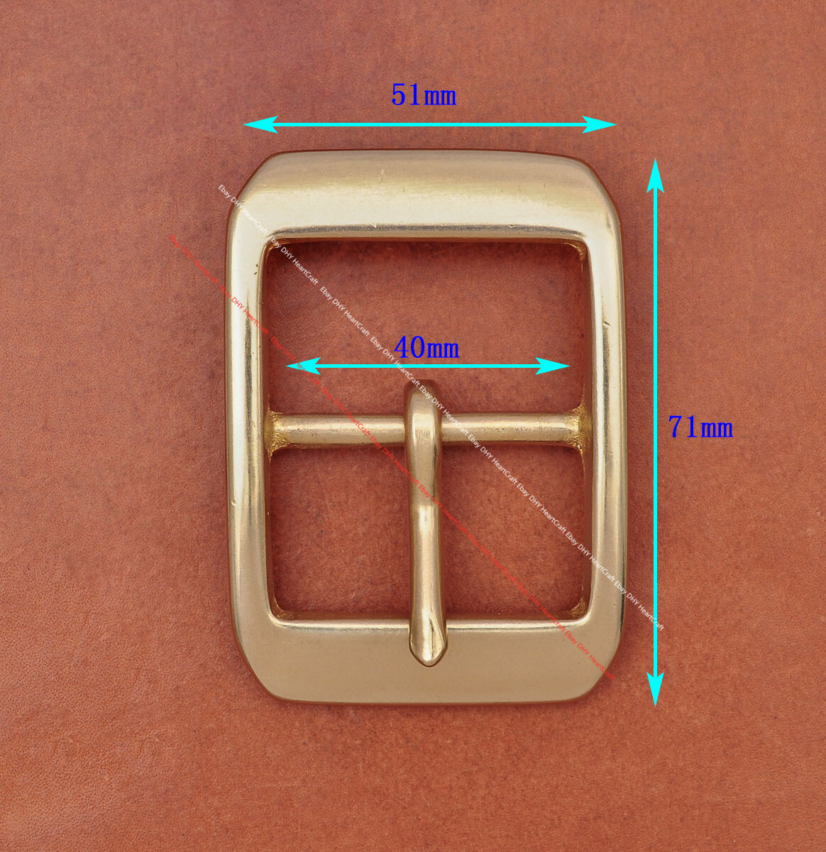 Heavy Duty Real Solid Brass Center Bar Pin Belt Buckle Fits 40mm Leather Strap