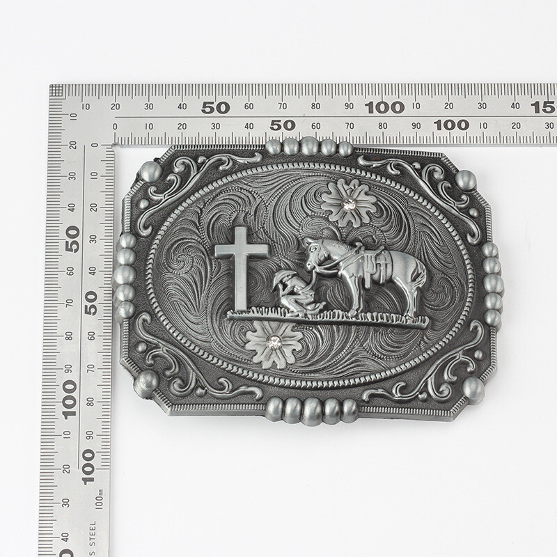 Cross Horse Belt Buckle Western Cowboy Motorcycle Riding Belt Buckle