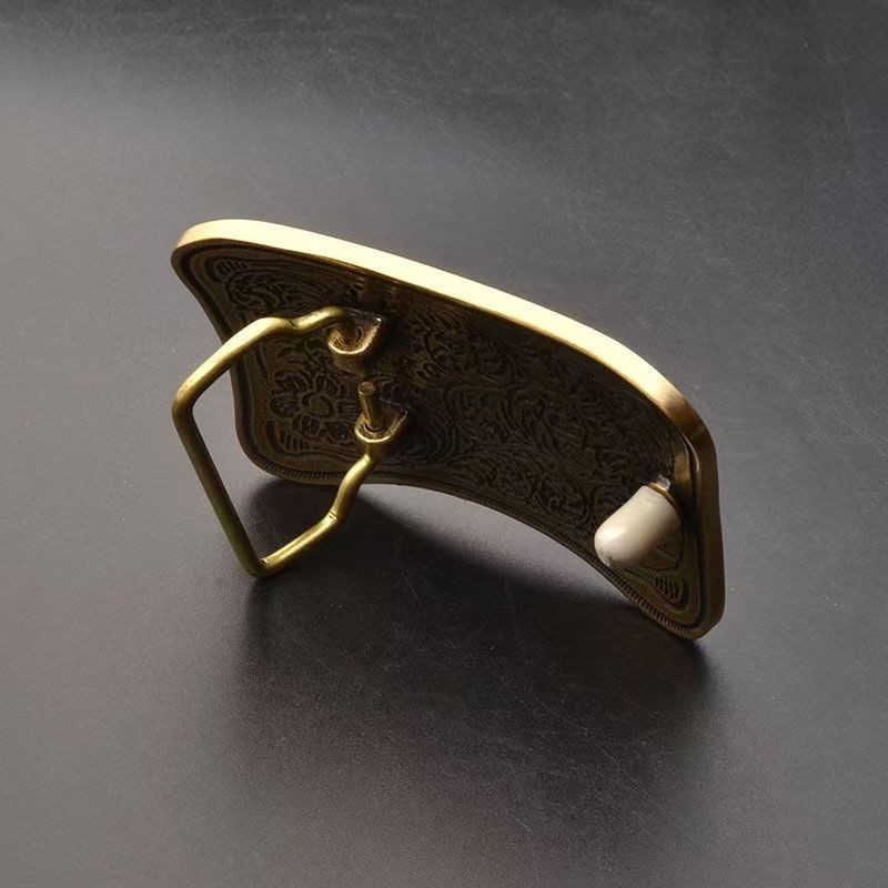 Pure brass Tang grass rich and precious flower belt buckle head ethnic style