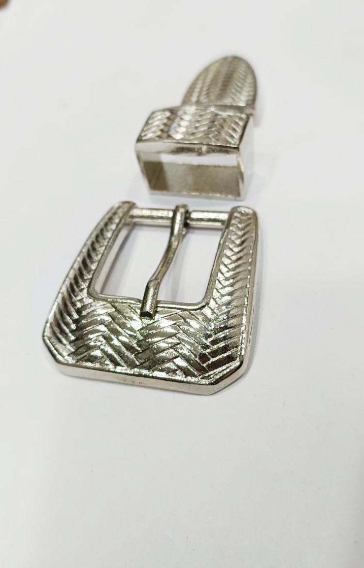 Western 3 piece buckle set Silver color 1 in 25mm cowgirl brass buckle