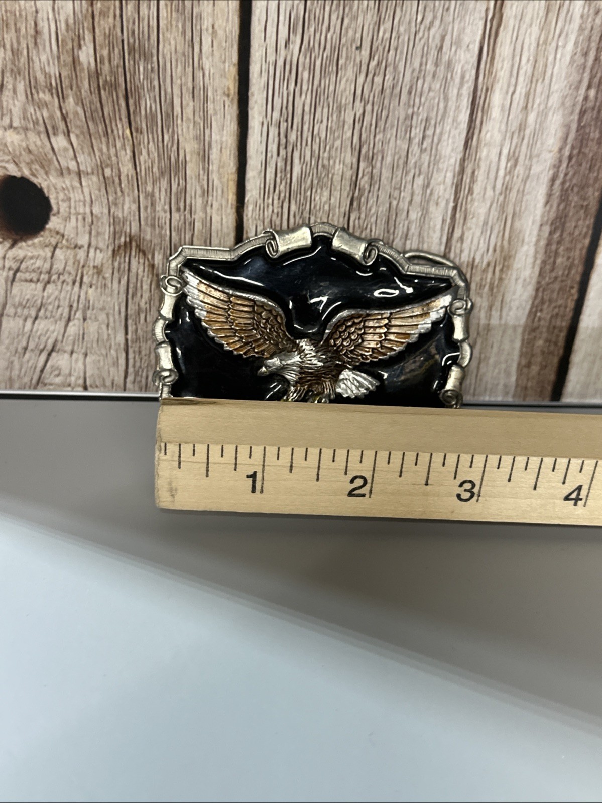 Vintage 1983 Enameled Harley Davidson Eagle Belt Buckle American Buckle Co
