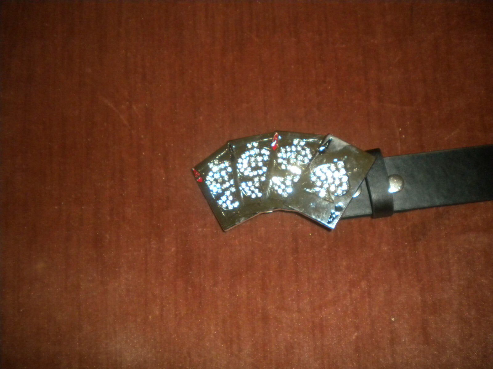 FASHION SILVER BUCKLE WITH CARDS AND A DOLLAR SIGN CLEAR STONES ONLY BUCKLE