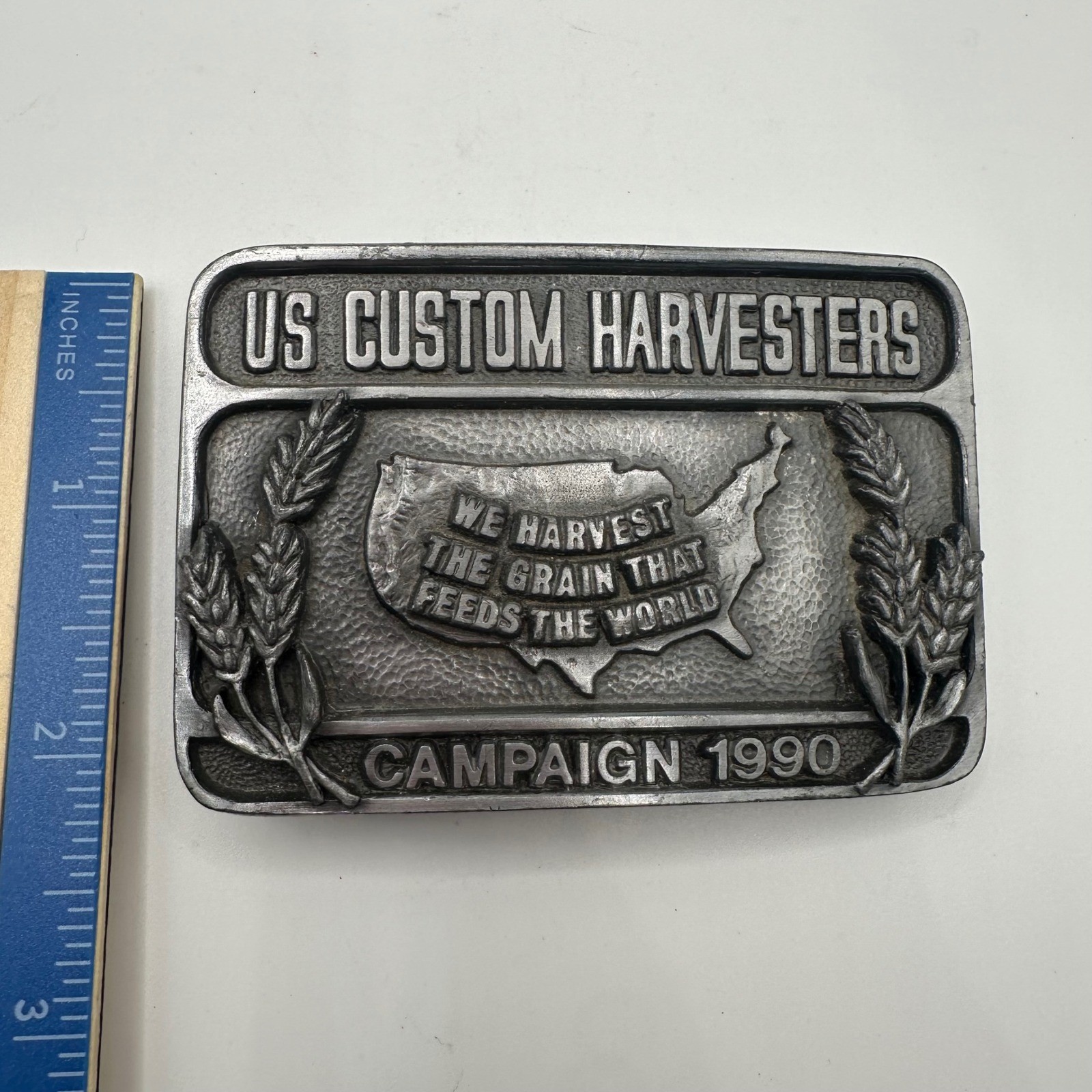 US Custom Harvesters Campaign 1990 Belt Buckle Limited Edition Western Cowboy