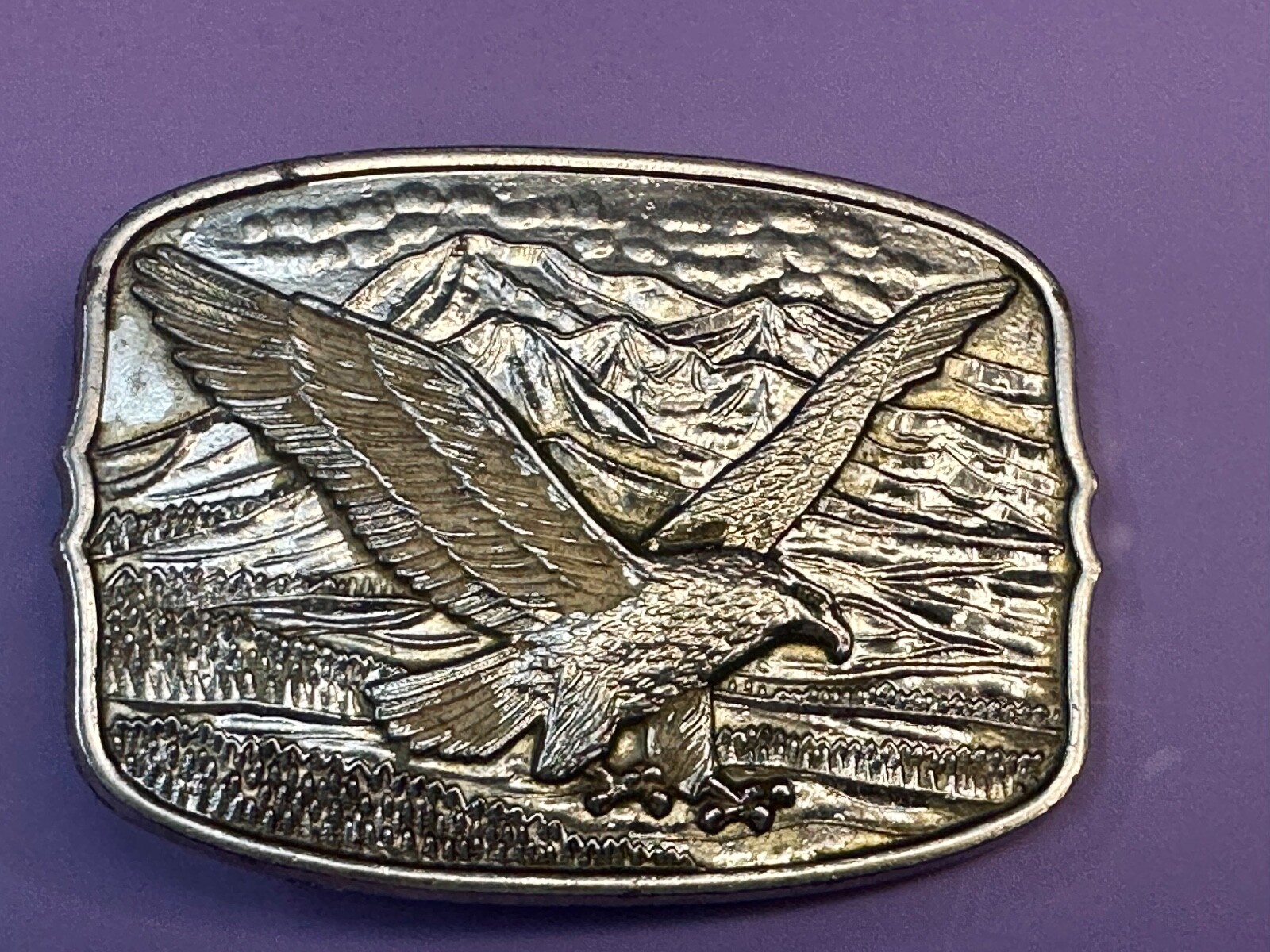 Patriotic Majestic American Bald Eagle Flying High Vintage Numbered Belt Buckle