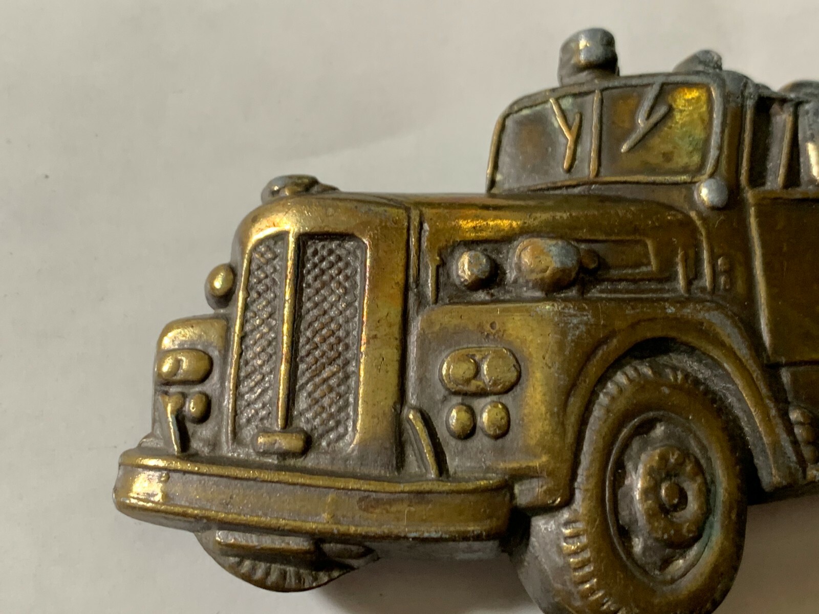Belt Buckle — Vintage Fire Truck Pumper Engine Brass Boss Cool BB-113