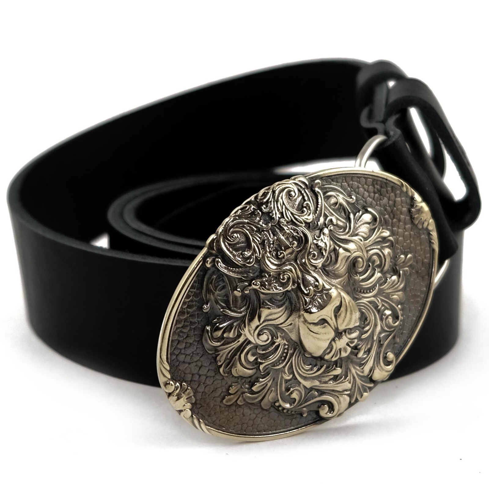King Lion German silver belt buckle, Animal head, handmade lion belt buckle