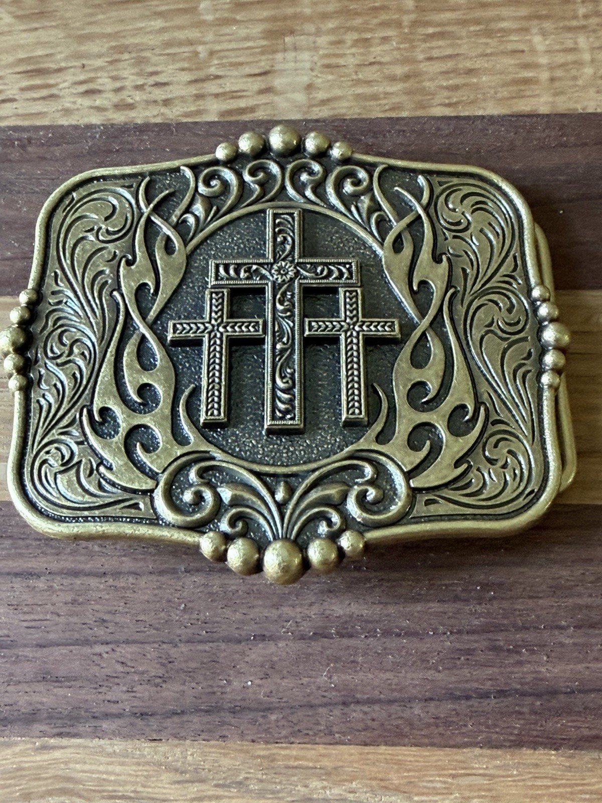 Religious Cross Floral Engraved Western Belt Buckle Perfect Gift For him