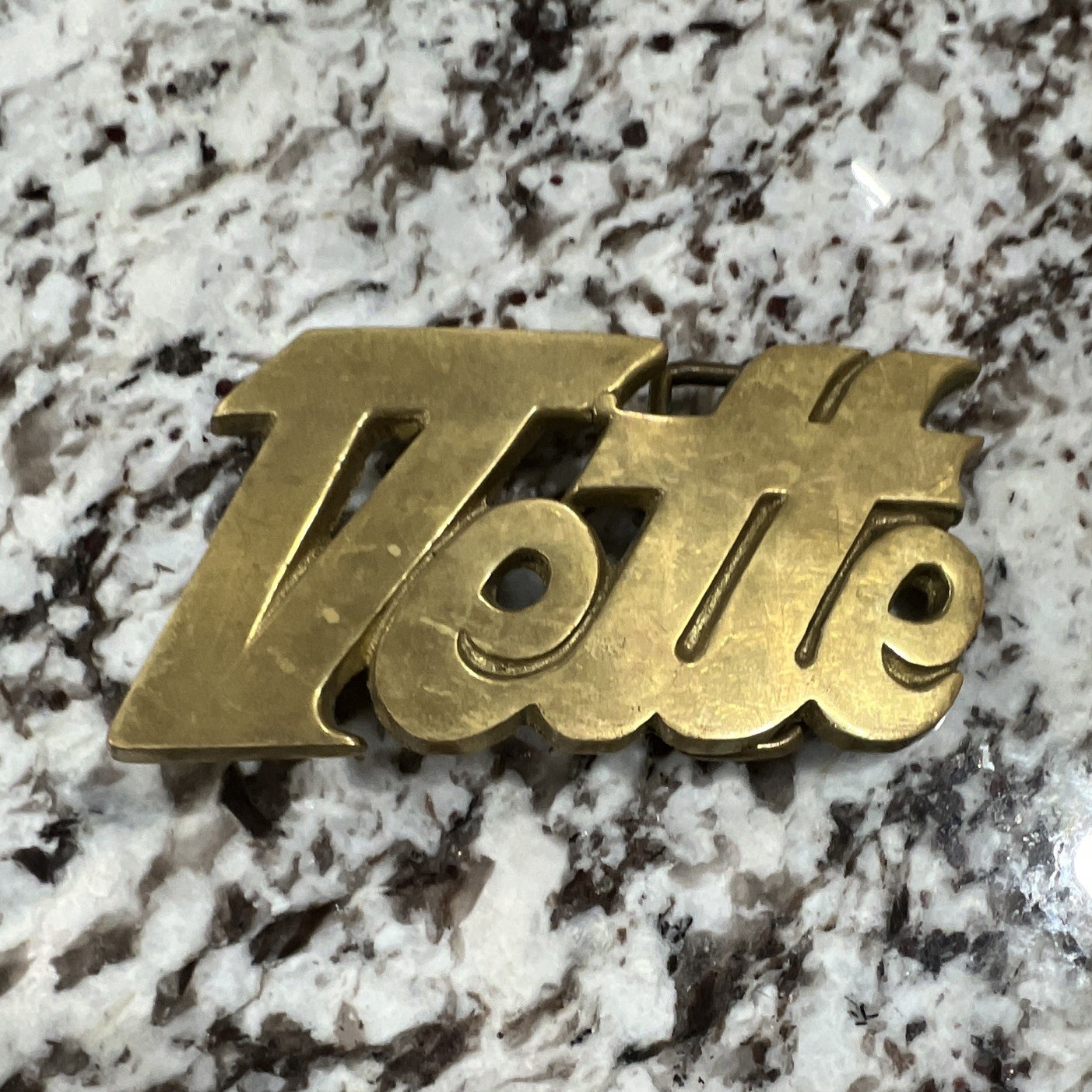 Corvette Logo Solid Brass Men’s Belt Buckle Gold Tone Interchangeable 1.5in