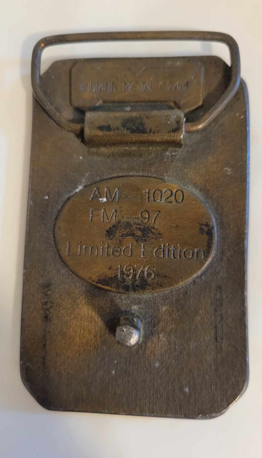 Vintage 1976 K G B S Radio Station Brass Buckle AM-1020 FM-97 Limited Edition