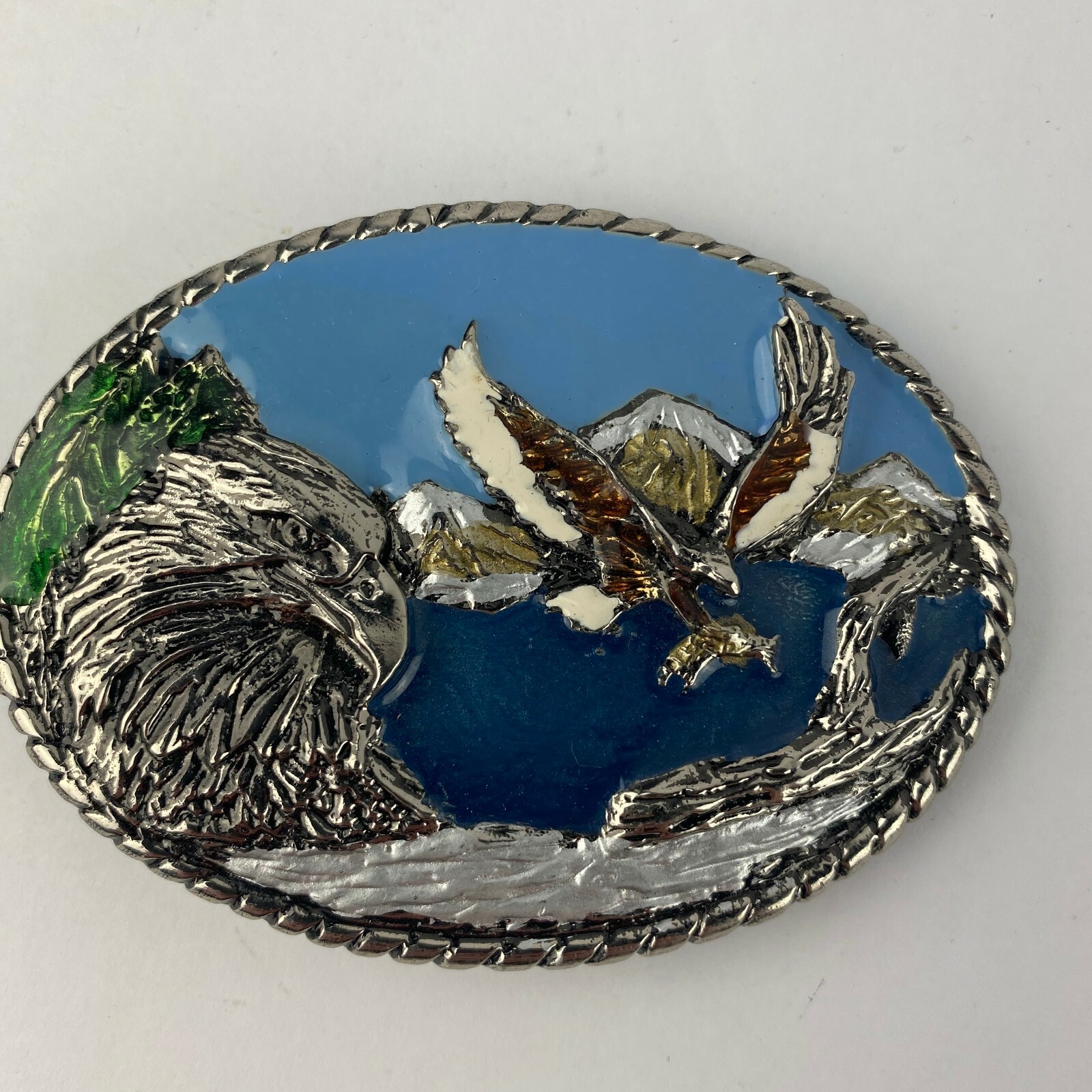 Eagle Belt Buckle Hand Painted Serial Number 9029 Copyright 1989