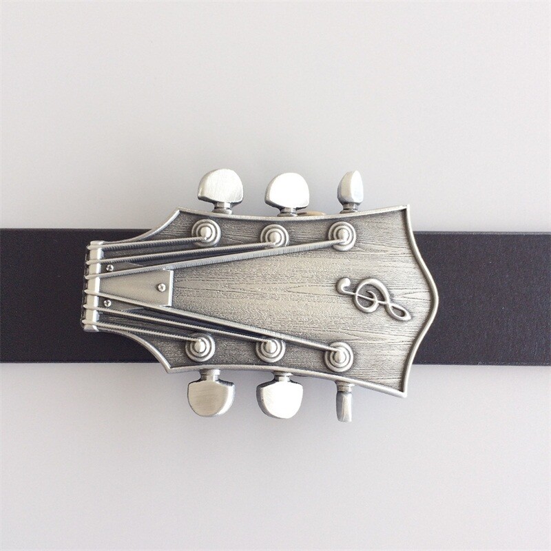 Antique Brushed Silver Guitar Music Belt Buckle also Stock in the US