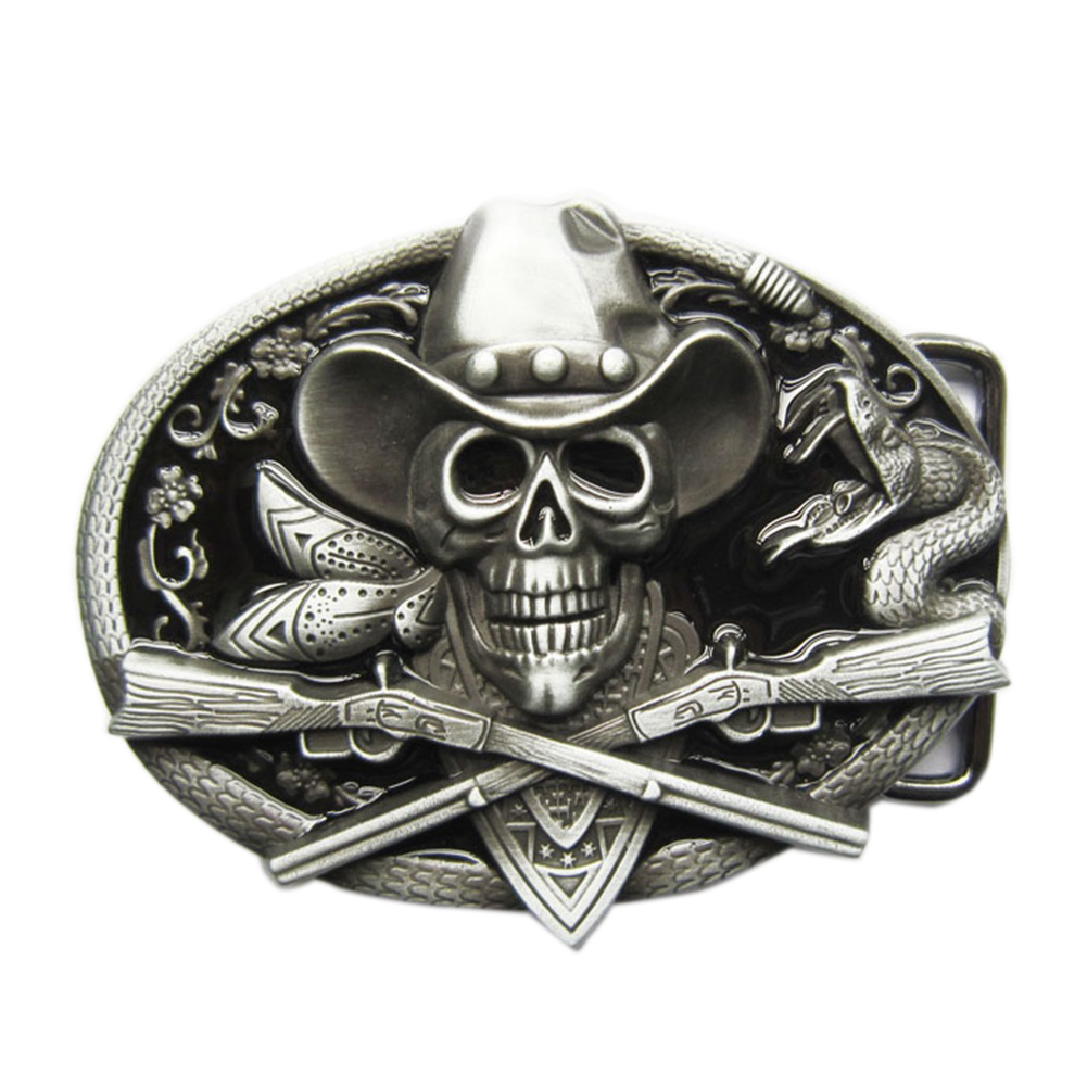 Vintage Style Rodeo Skull Cowboy Black Enamel Belt Buckle also Stock in the US