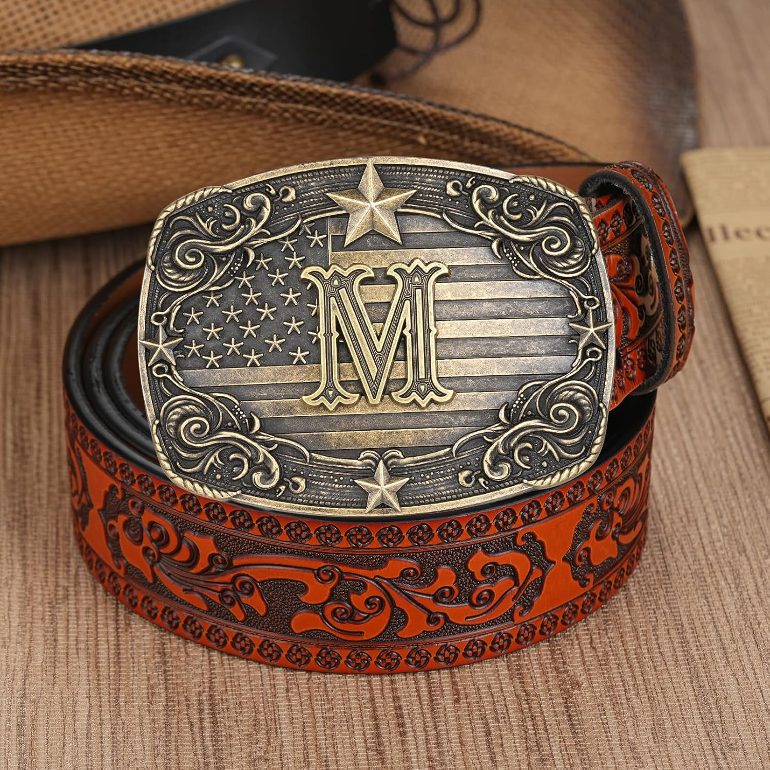 Western Belt Buckle for Men Women Initial Letter a to Z Cowboy Belt Buckle Texas