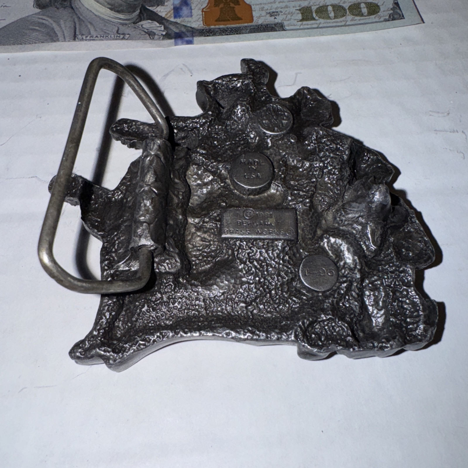 Vtg Bergamot Brass Works 1981 Country Western Brass Belt Buckle USA Rare Old