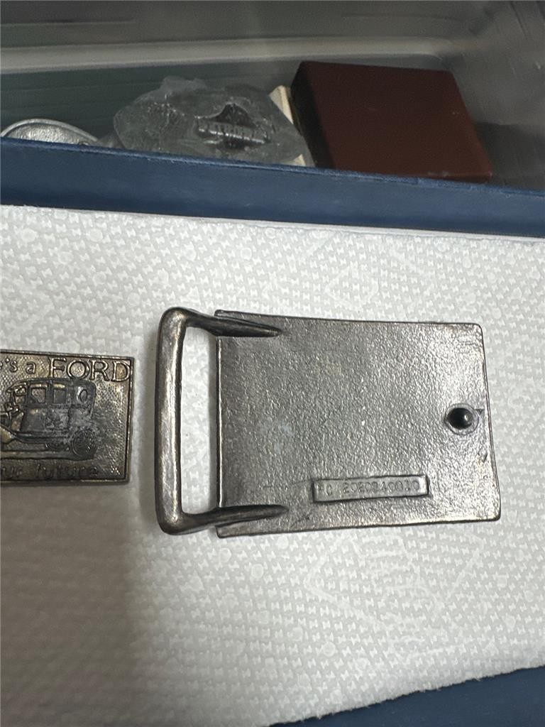Vintage Henry Ford Detroit Brass Belt Buckle and Key Chain