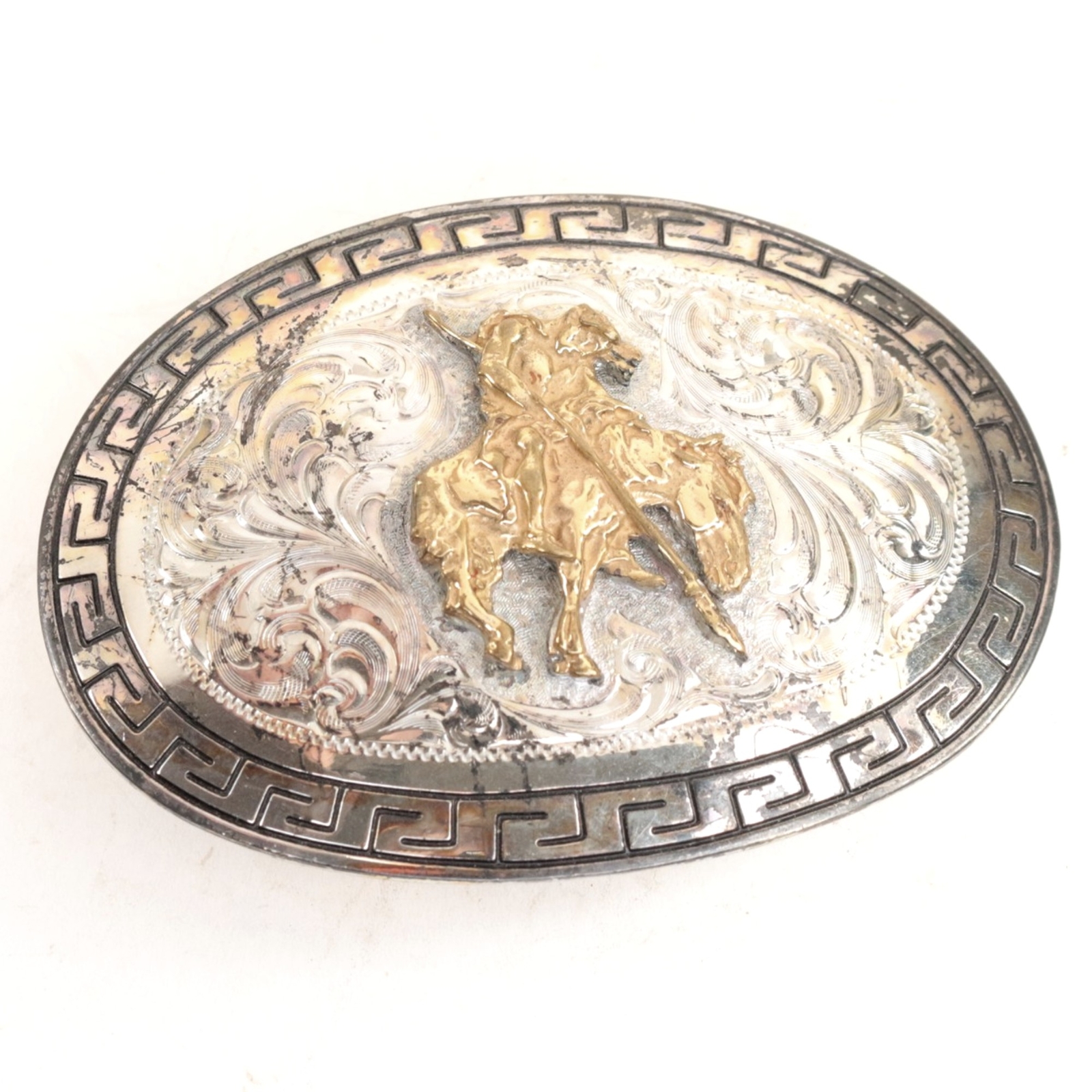 Montana Silversmiths Sterling Silver Plate Belt Buckle Two tone Vintage – RC1949