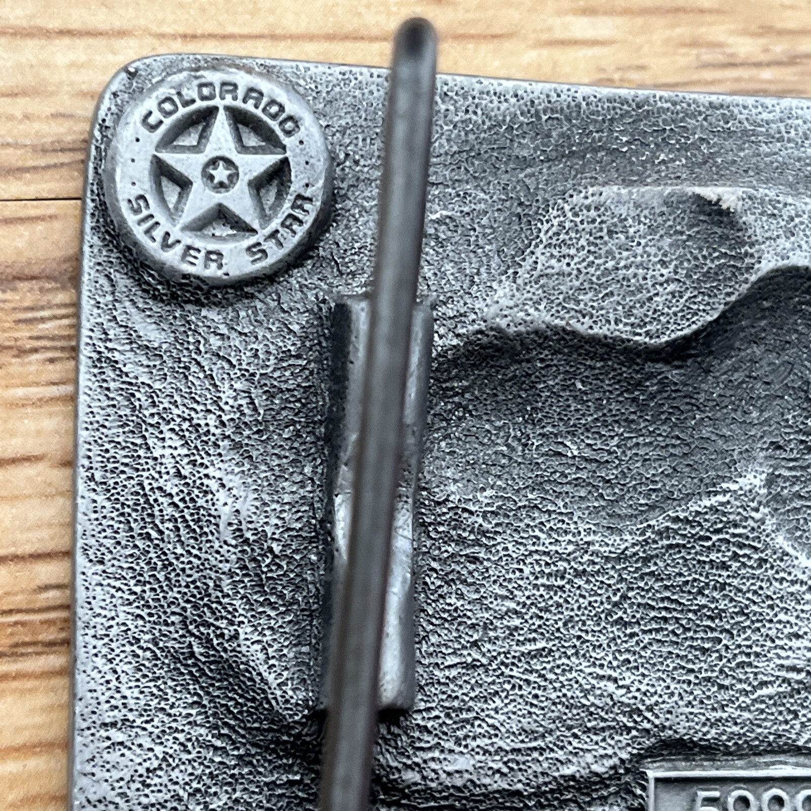 Vintage 1994 Silver Star Colorado Horse Fawn Belt Buckle 5999 Made In USA Pewter