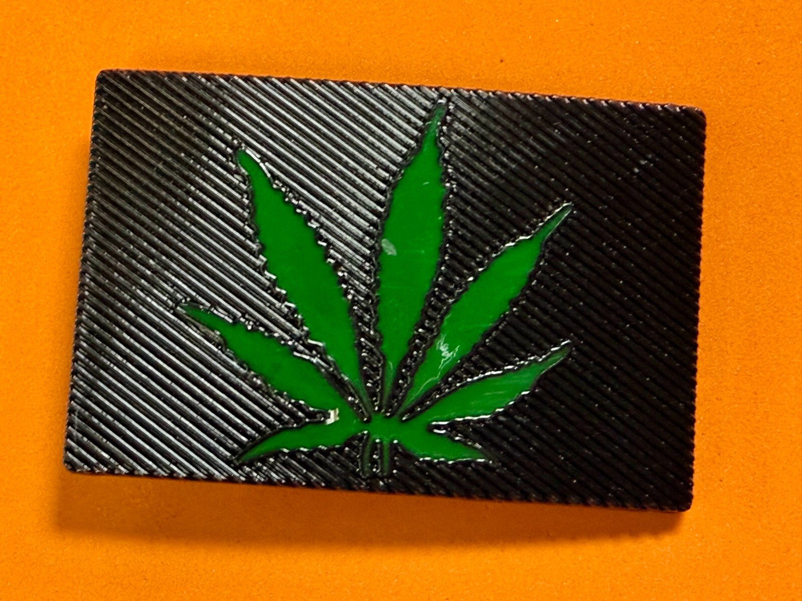 Marijuana Cannabis Weed Pot Leaf Green & Black Color Rectangular Belt Buckle