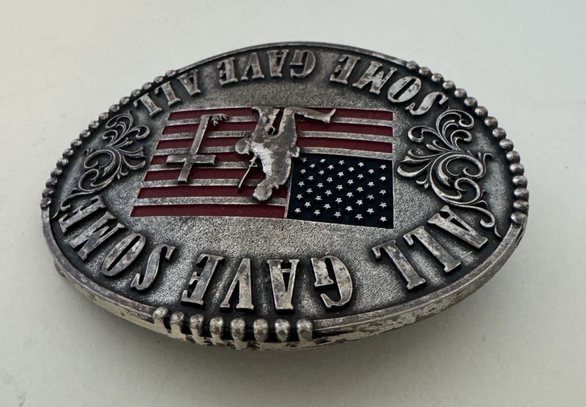 Silver Belt Buckle Cody James Men&rsquo;s Flag Patriotic Military Memorial Oval Large