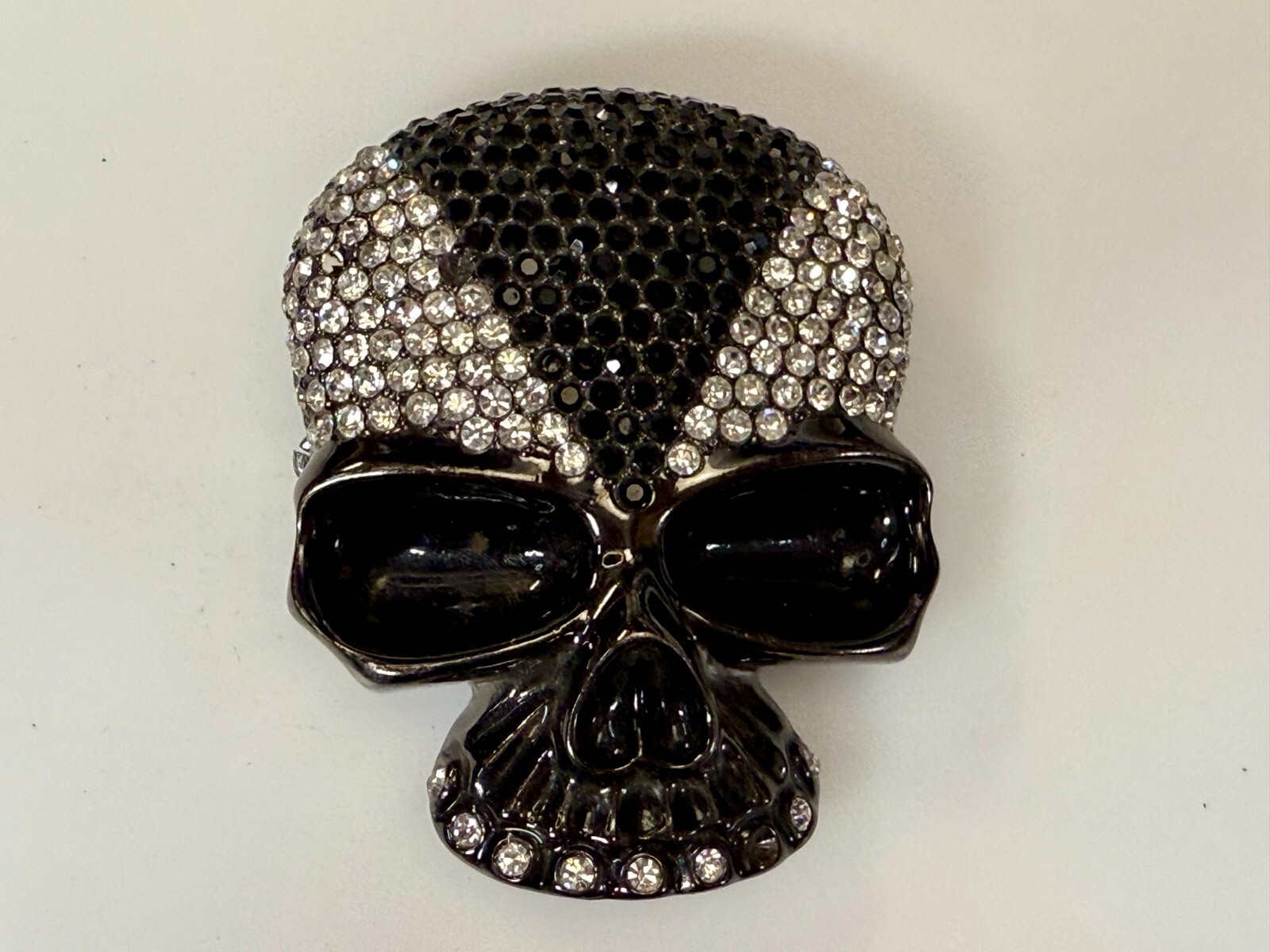 Skull Head Clear Bling Rhinestone Gothic Punk Figural Belt Buckle Missing Stone