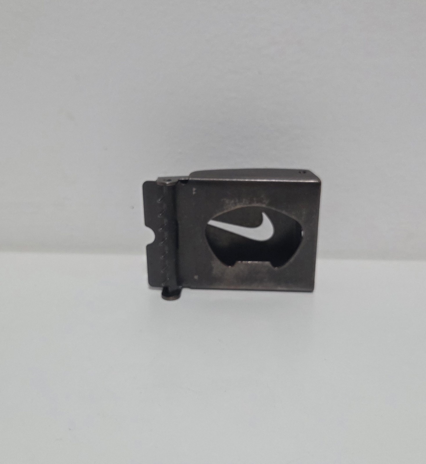 Beer Opener Nike Swoosh Logo Flip Belt Buckle Metal Rectangular 1.5 in