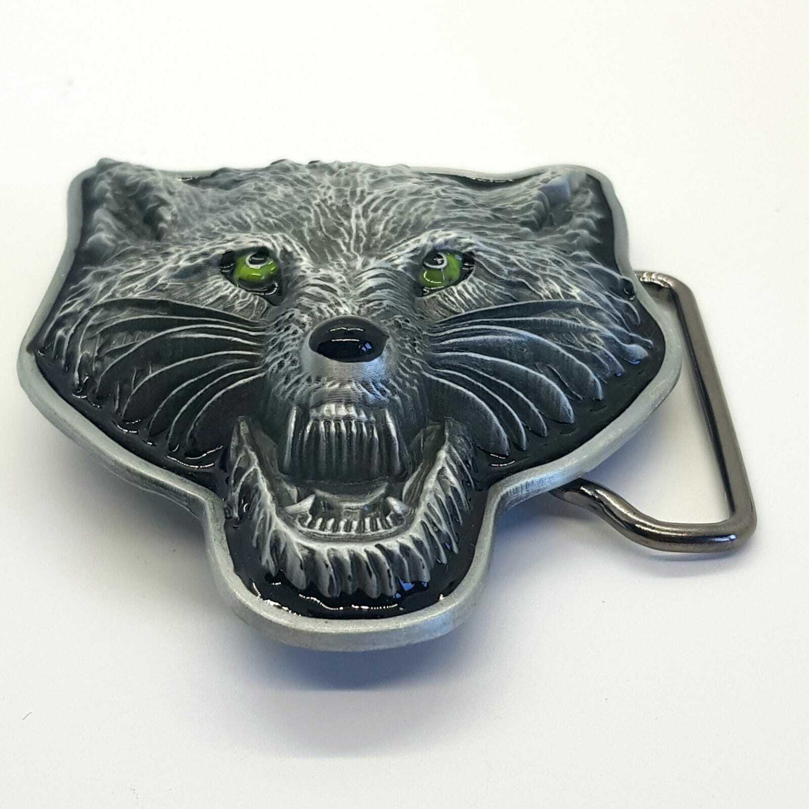 Wolf Belt Buckle Biker Coyote Werewolf Green Eyes Native American
