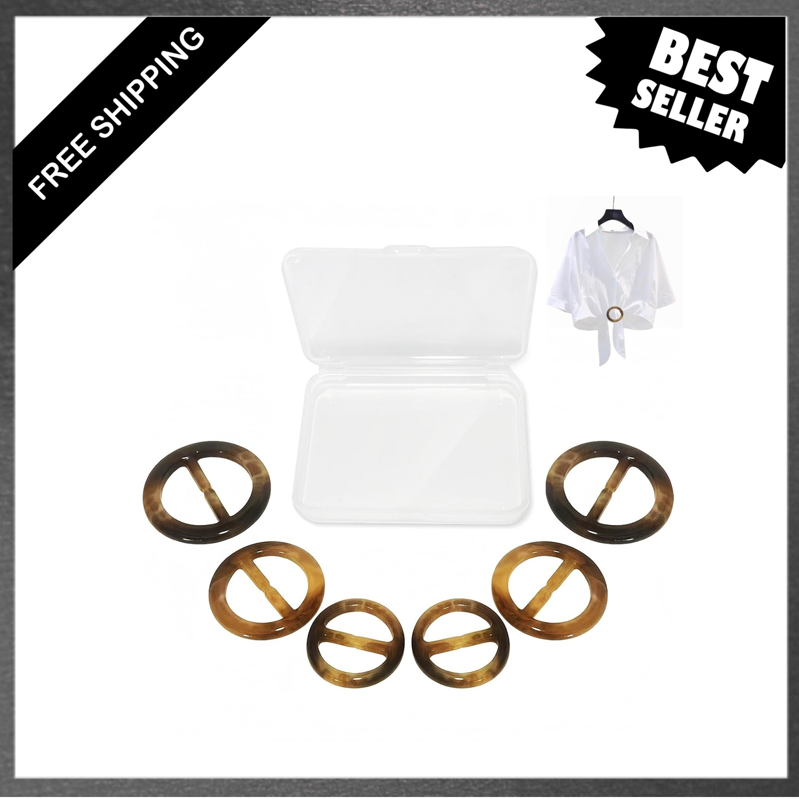 Resin Buckle Set with Storage Box, 3 Sizes 0.98, 1.18, 1.38 Inch, Fabric Clips