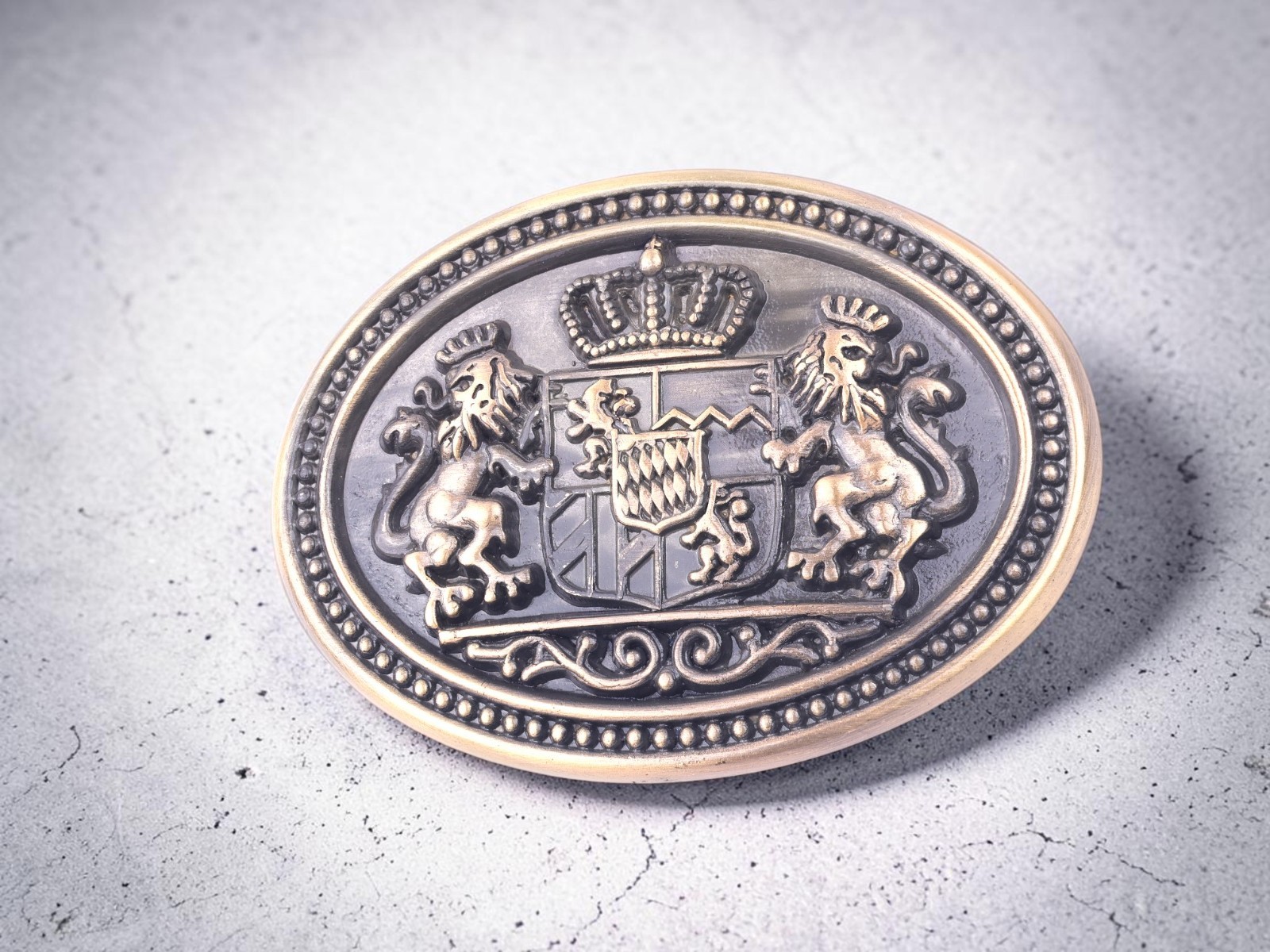 Western Belt Buckle With Handmade Leather Strap | Royal Lion Design