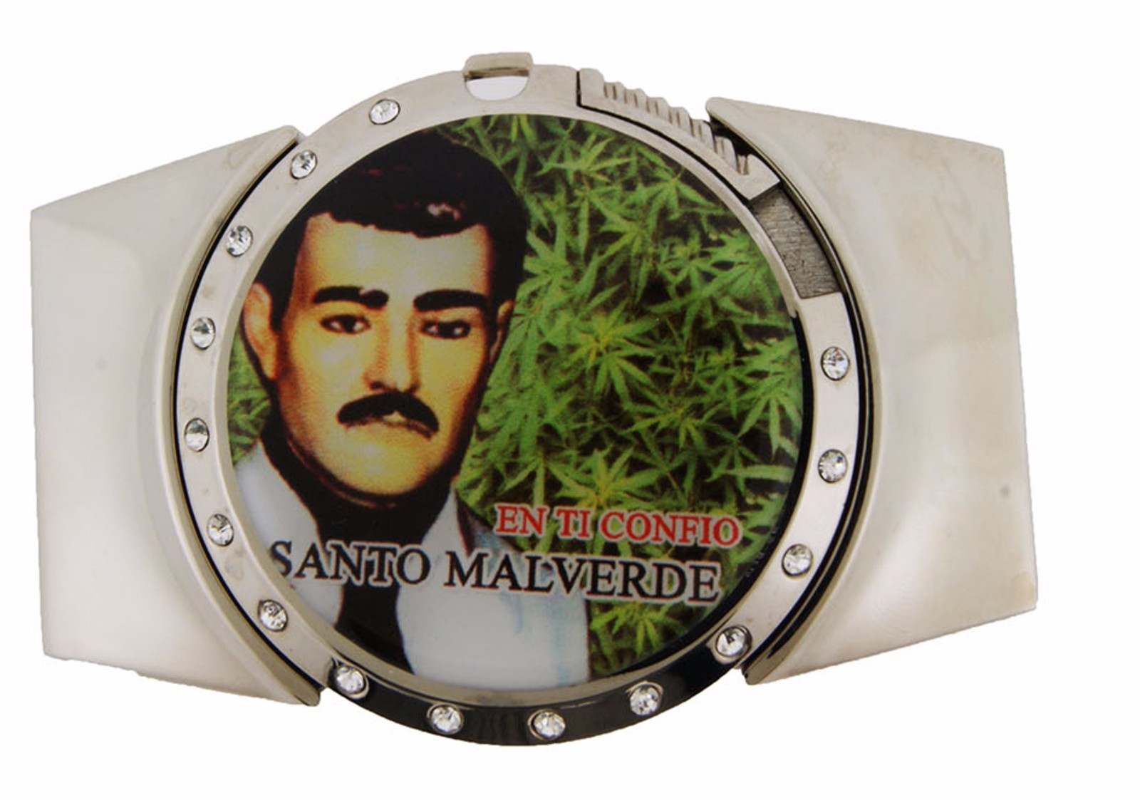 Removable Lighter with Belt Buckle New Mexican Men&rsquo;s Malverde Marijuana Leaf Big