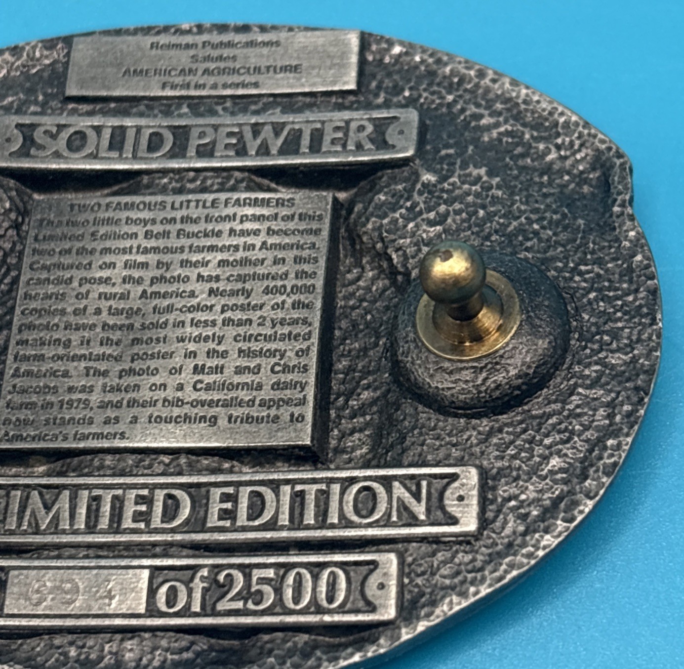 You’ve Been Farming Long? USA Reiman Publications Solid Pewter Belt Buckle /2500
