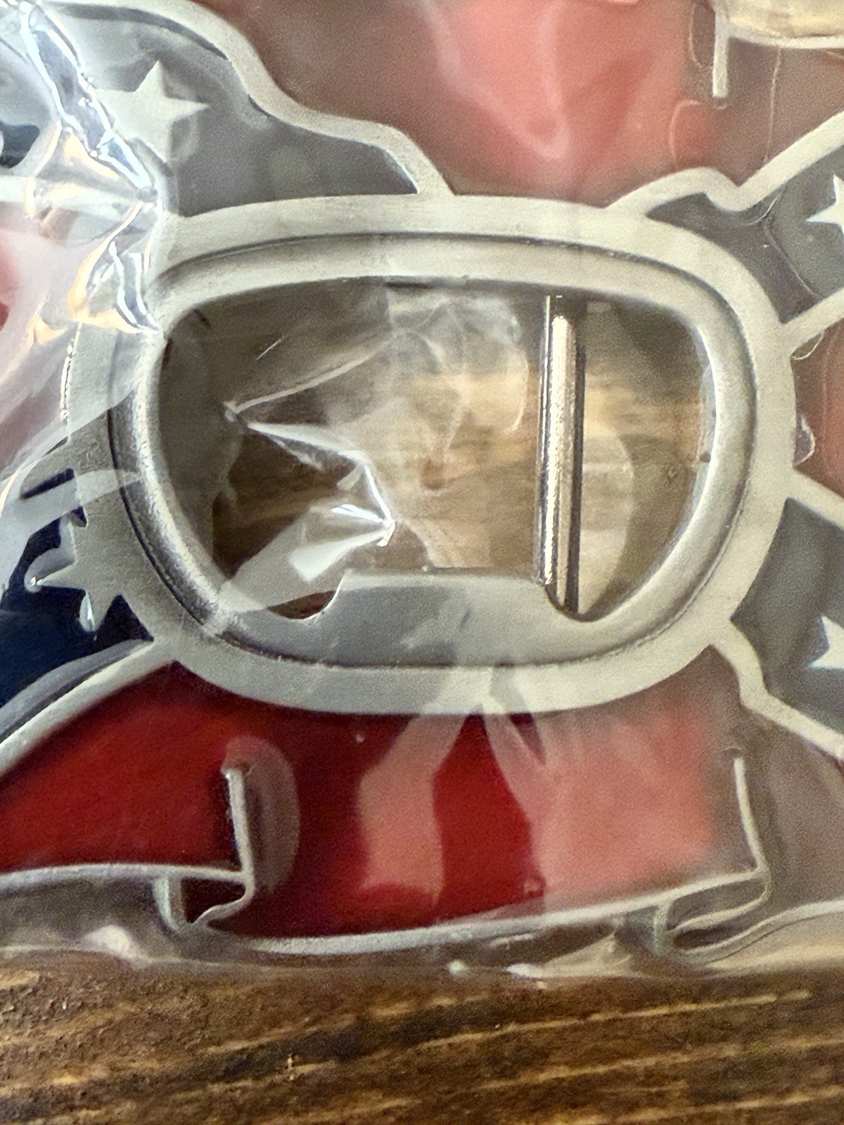 Flag Bottle Opener Belt Buckle 3.5 In L X 2.5 In W- NOS