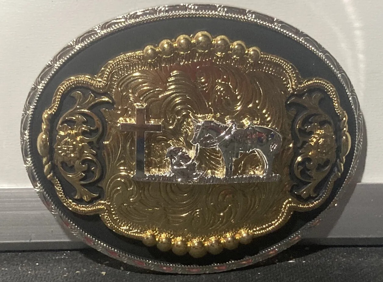 Unisex Christian Cowboy praying western cowboy belt buckle Hebilla Vaquera