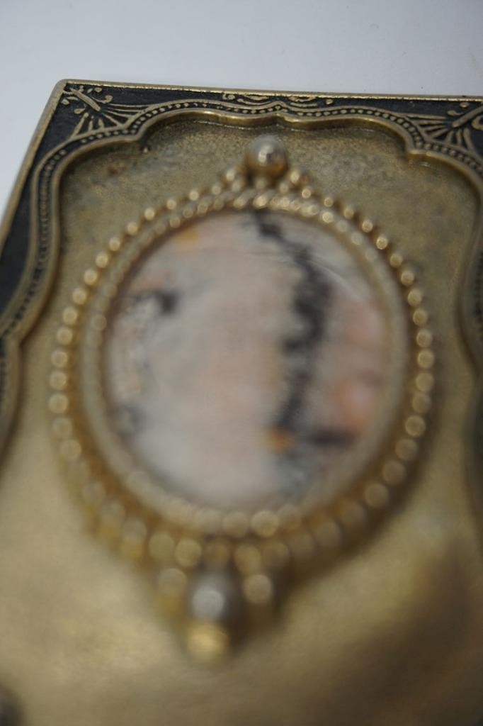 Western Belt Buckle Brass Handmade Mexican Crazy Lace Agate