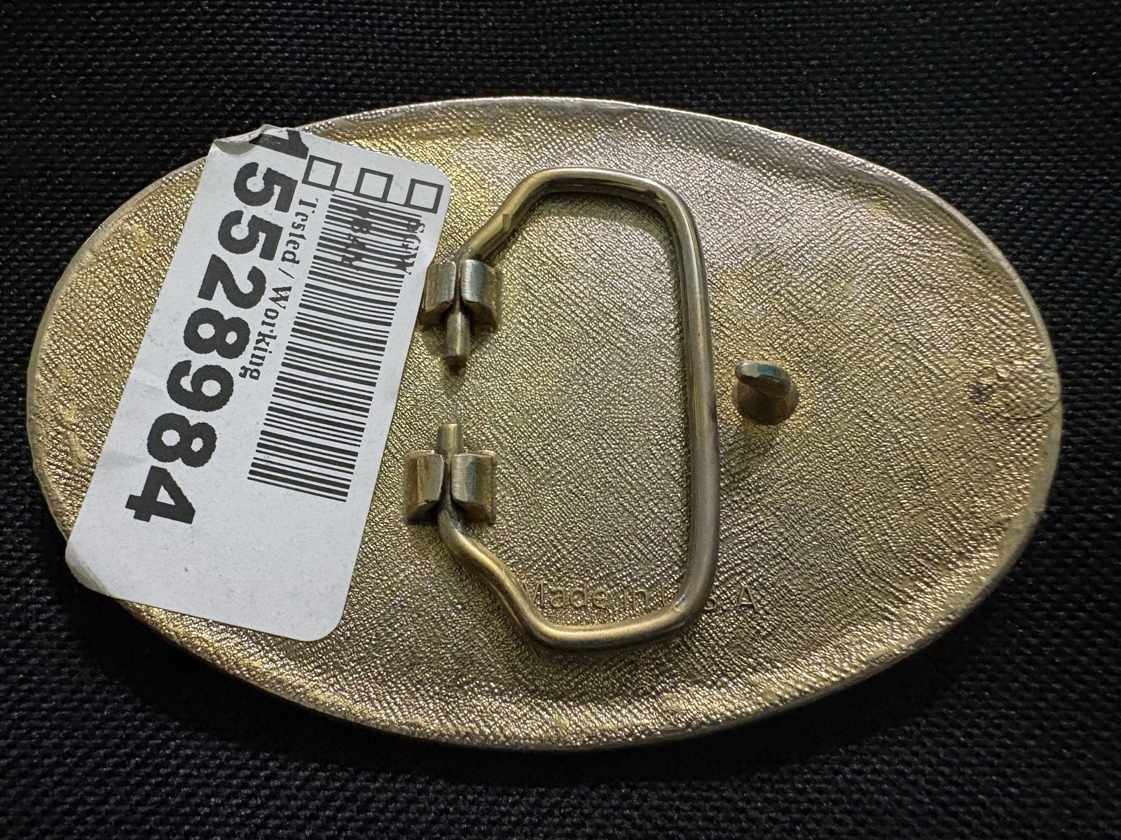 Texas Western State Oval Belt Buckle Star Accent Gold/Silver Metal 1.75in