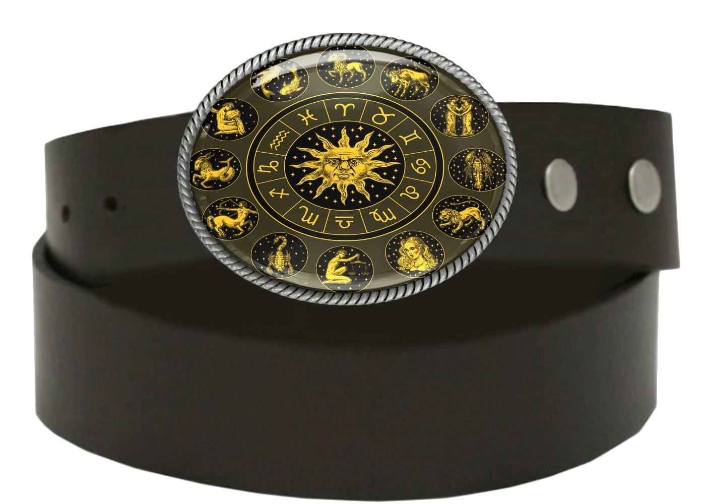 Zodiac Wheel Belt Buckle – Astrology Sun Handmade Buckle – 40