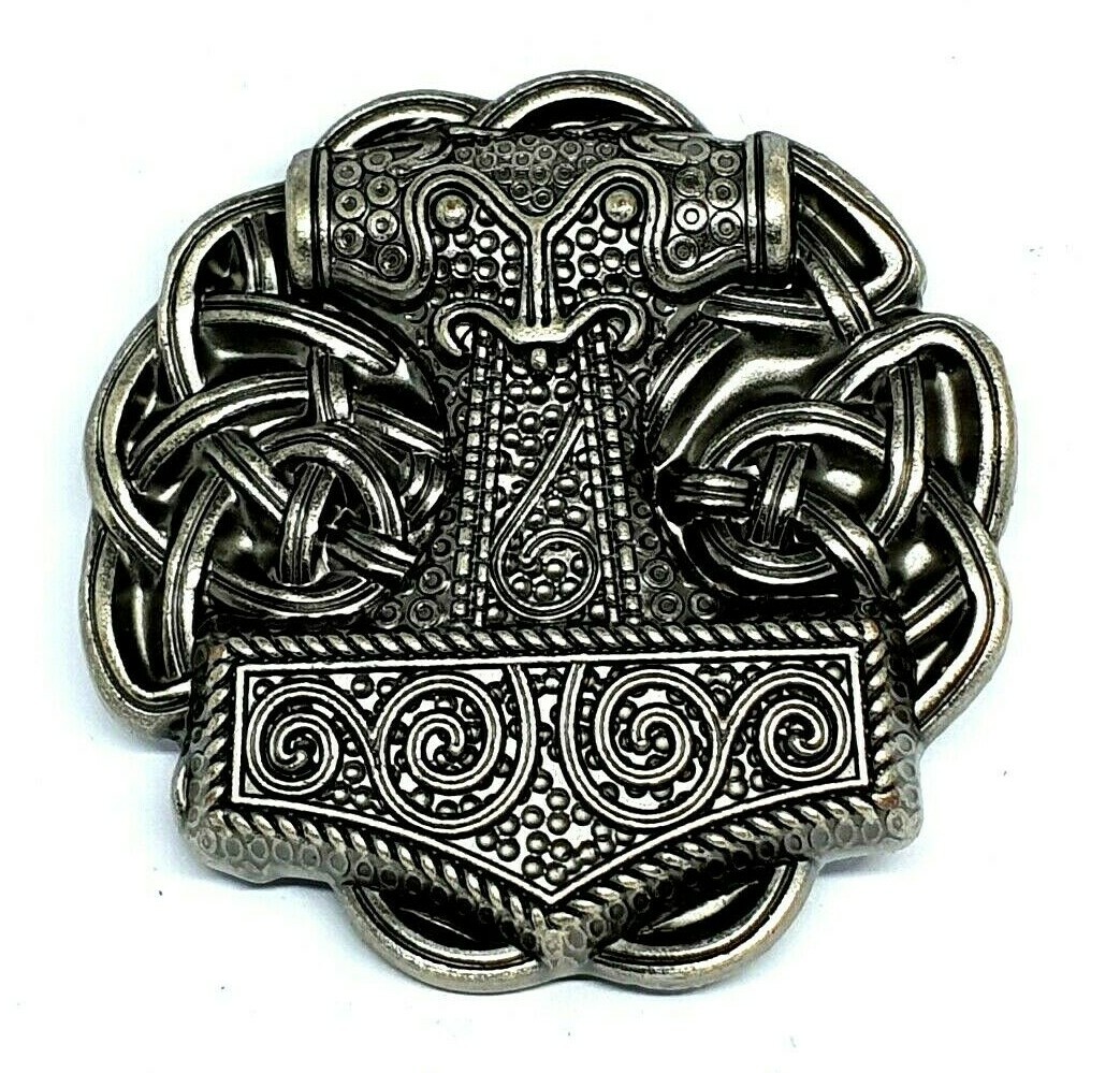 Thor&rsquo;s Hammer Belt Buckle Viking Celtic Raven Skane Metal Pewter Buckle Only